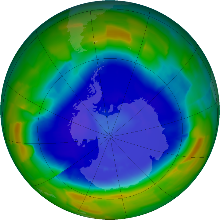 Antarctic ozone map for 07 September 2011